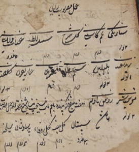 Example of weights and measures (Persian MS from India, 18th C.) Lane Medical Library Z269
